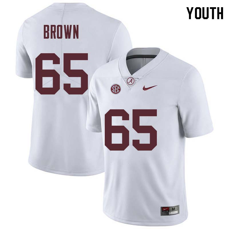 Alabama Crimson Tide Youth Deonte Brown #65 White NCAA Nike Authentic Stitched College Football Jersey MB16Q58YA